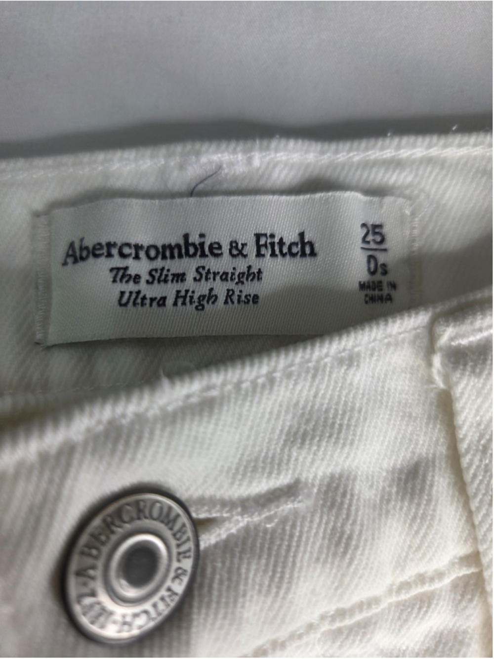 Abercrombie & Fitch Womens Ultra High Rise 25S Slim Straight Jeans White #1785